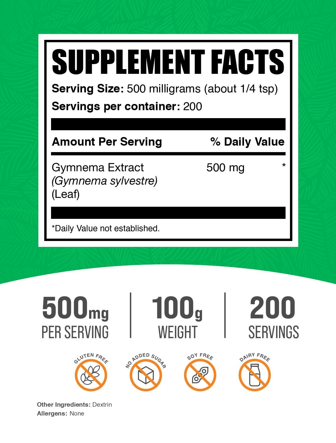 BulkSupplements Gymnema Extract Frasco: dosificación fácil en batidos o agua