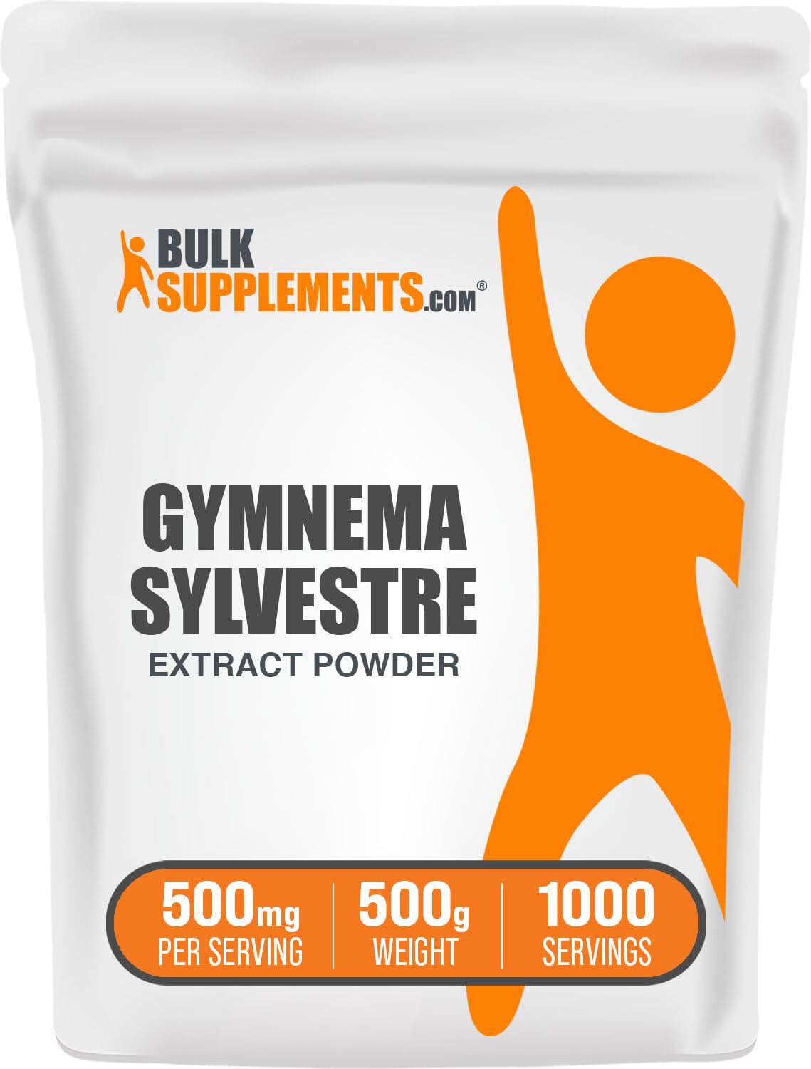 BulkSupplements Gymnema Extract Polvo en envase práctico para uso diario.