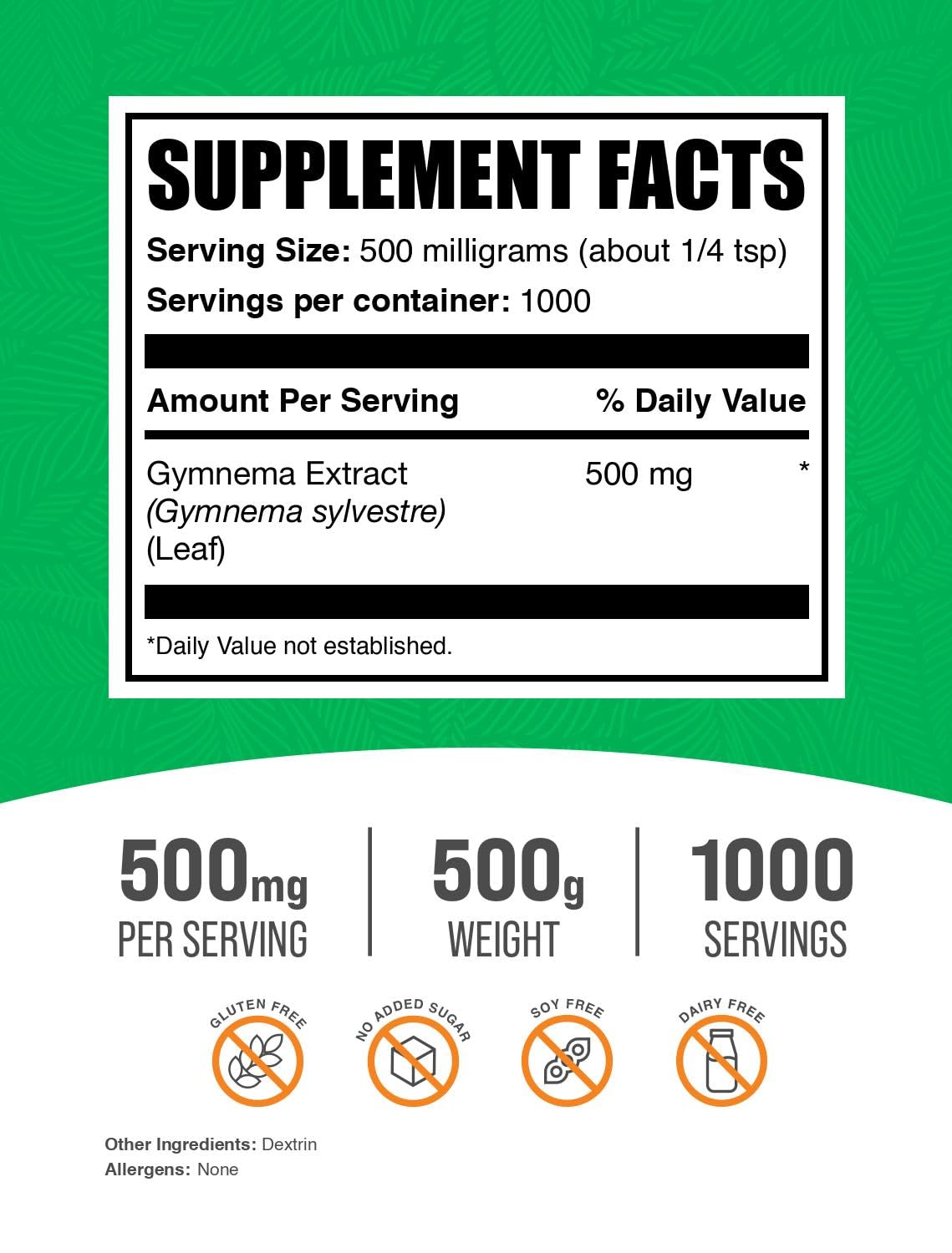 BulkSupplements Gymnema Extract Polvo con medidor, porciones precisas.