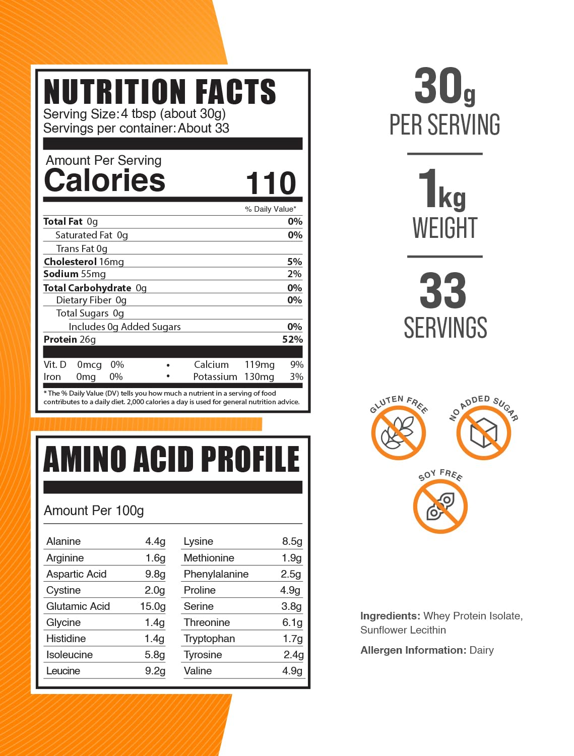 BulkSupplements proteína de suero aislada hidrolizada con medidor de 30 g.