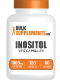 Bulksupplements Inositol capsulas: botella y etiqueta visibles, calidad y pureza destacadas.