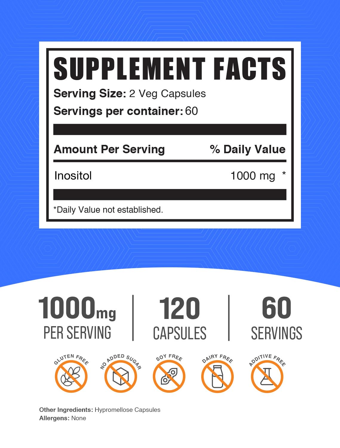 Bulksupplements Inositol capsulas: capsulas vertidas, uso diario comodo.