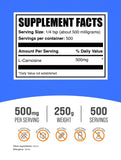 L-Carnosina BulkSupplements con medidor para porciones, fácil de usar.