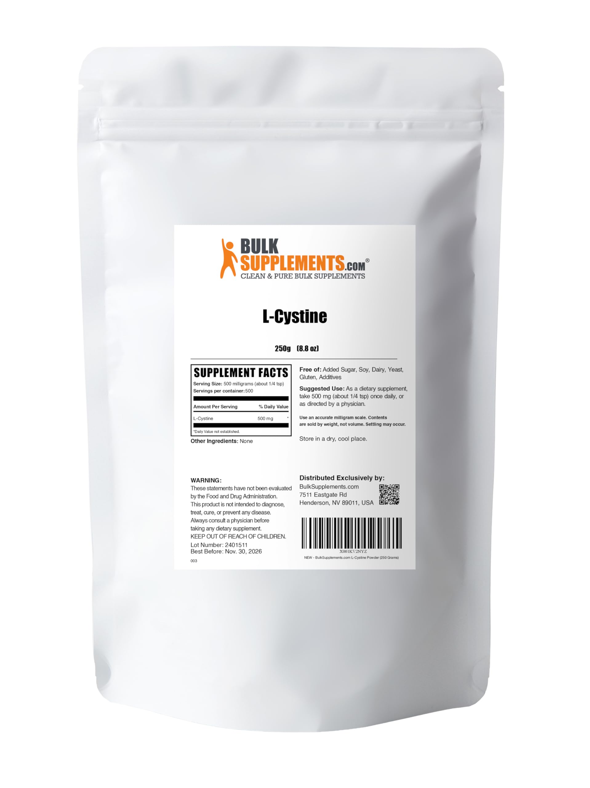 BulkSupplements L-Cisteína polvo para batido diario