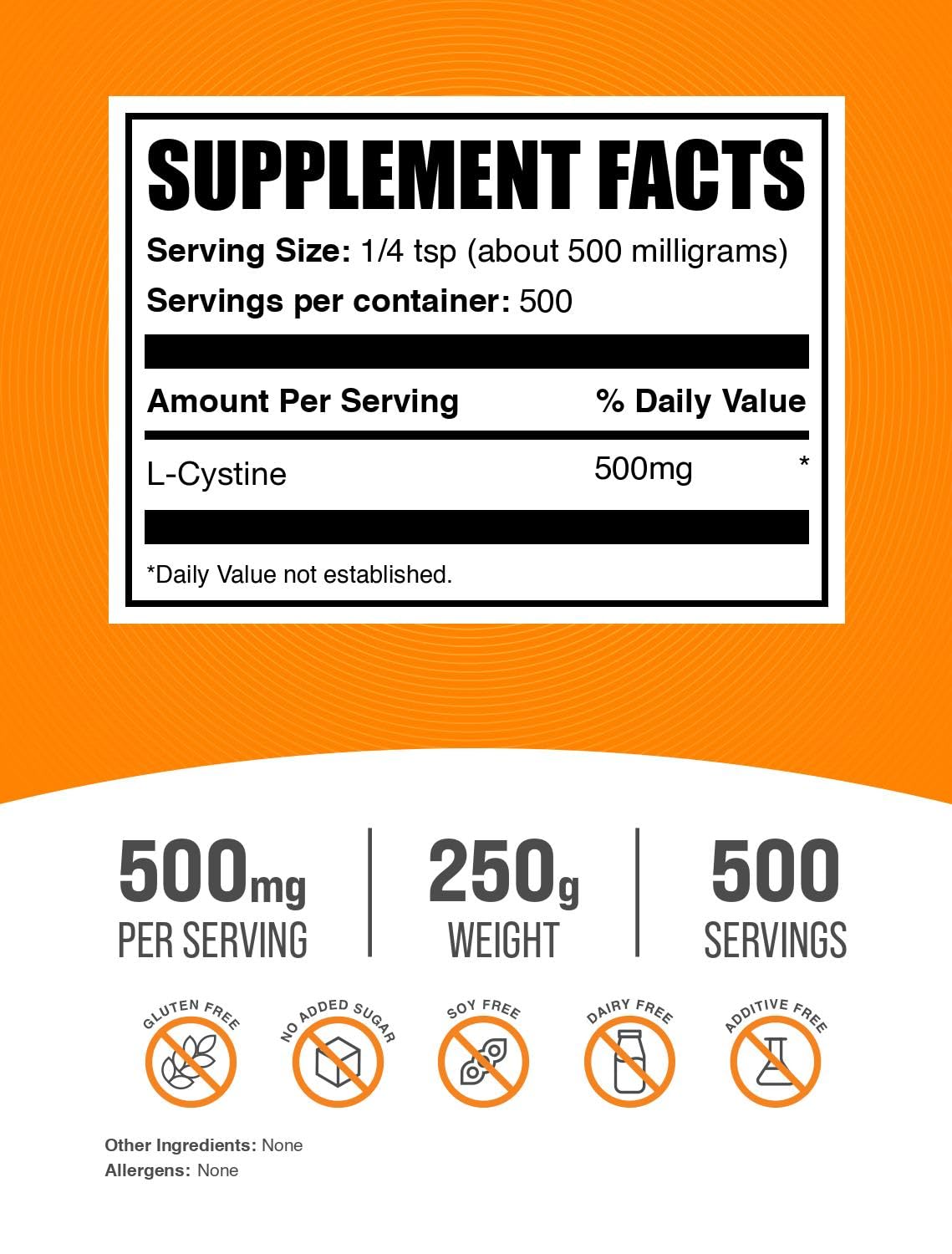 BulkSupplements L-Cisteína polvo con cuchara medidora para mezclar