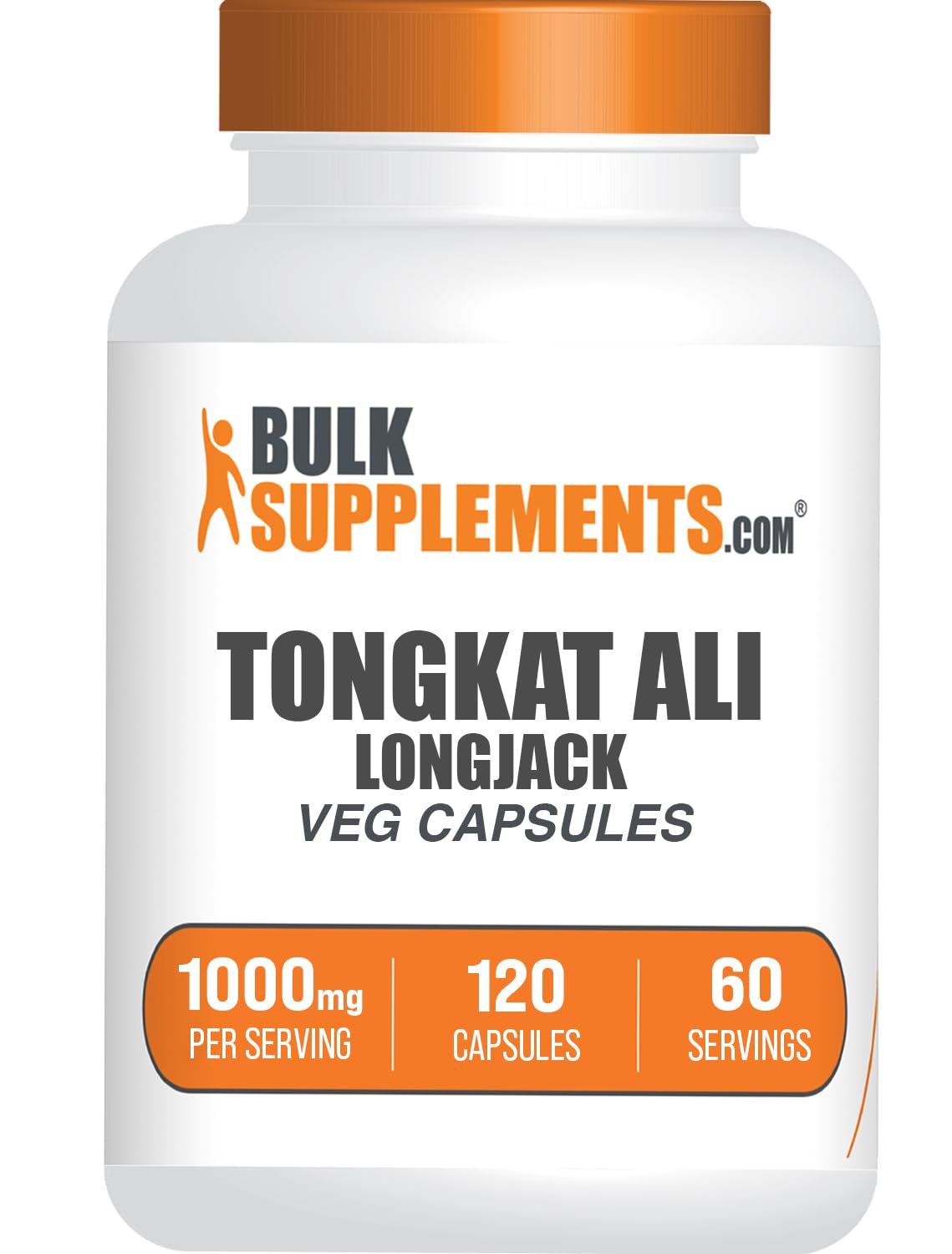 BulkSupplements Longjack Extract: cápsulas en botella para consumo diario, posible apoyo a la vitalidad.