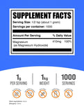 BulkSupplements Magnesio Hidróxido envase de 1 kg para almacenamiento fácil.