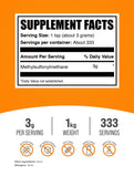 BulkSupplements MSM polvo sin gluten, apto para diversas dietas y preferencias.