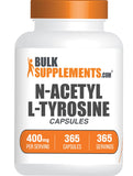 BulkSupplements N-acetil L-tirosina: botella de cápsulas para apoyo diario de enfoque