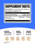 BulkSupplements Niacinamida envase de 100 g para uso diario.