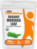 BulkSupplements Moringa Extract Powder, bote, fuente de nutrientes para energía diaria