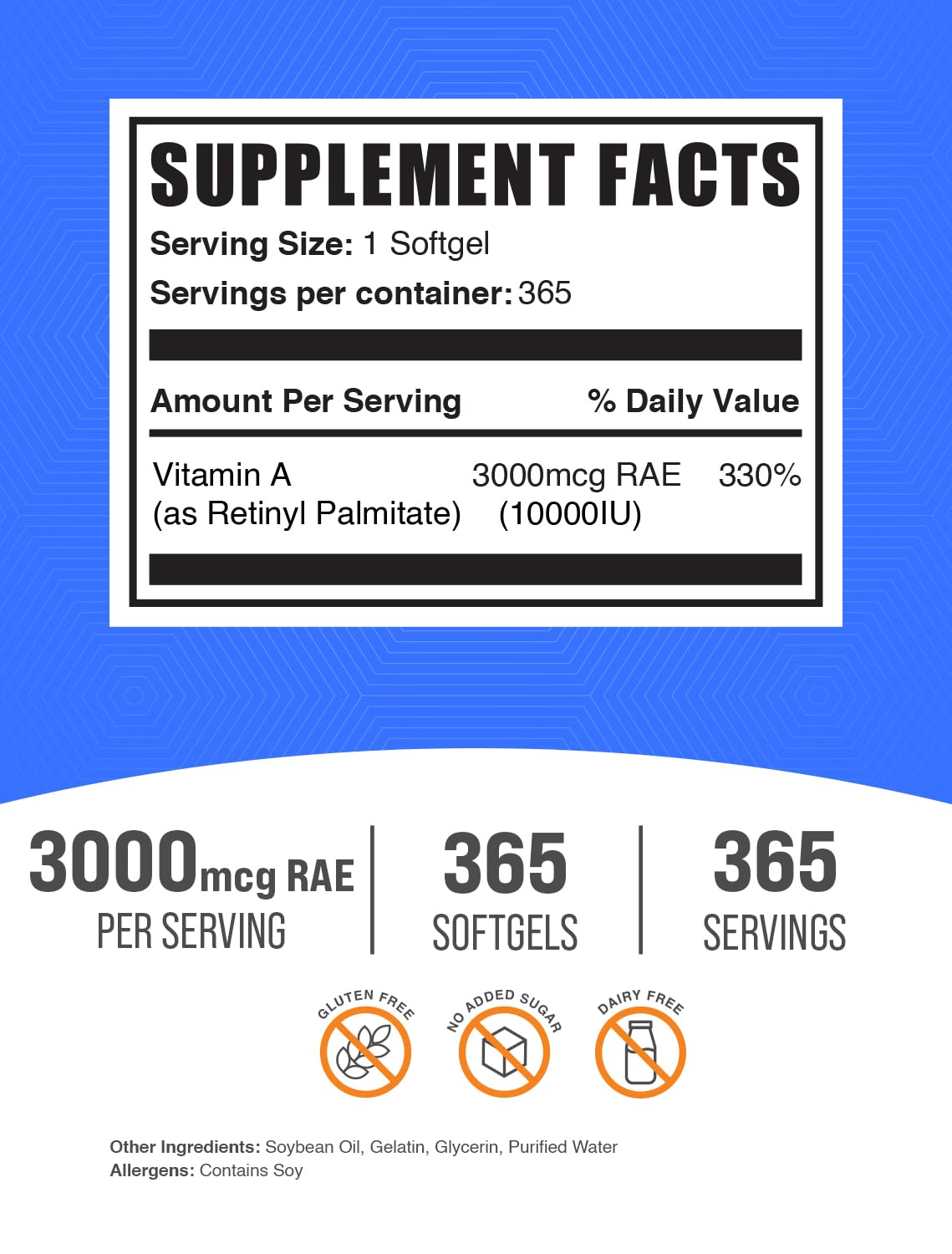 BulkSupplements Palmitato de Retinilo, cápsula blanda para soporte ocular.