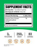 BulkSupplements Polvo Acerola Cereza, mezcla en bebida suave para aporte rápido.