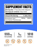 Polvo B5 Pantotenato de Calcio de BulkSupplements, textura fina para batidos