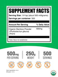BulkSupplements polvo bambú organico, cuchara medidora: dosis conveniente para tu rutina.