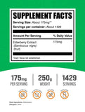 BulkSupplements polvo de saúco con cuchara medidora, fácil de incorporar en batidos.