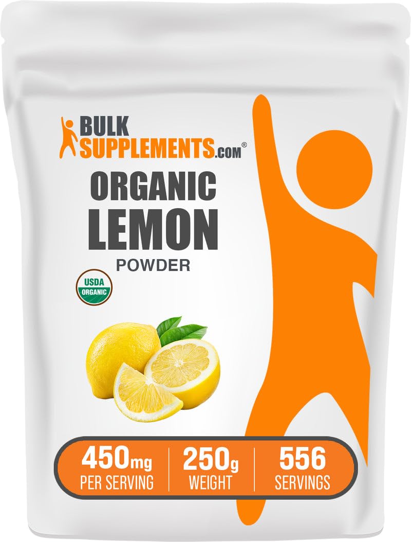 BulkSupplements Polvo limón orgánico en bote, fuente natural de vitamina C para batidos