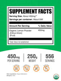 BulkSupplements Polvo limón orgánico en taza, sabor cítrico para recetas y bebidas