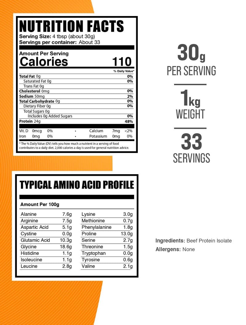 BulkSupplements Proteína de carne aislada sin gluten, ideal para batidos.