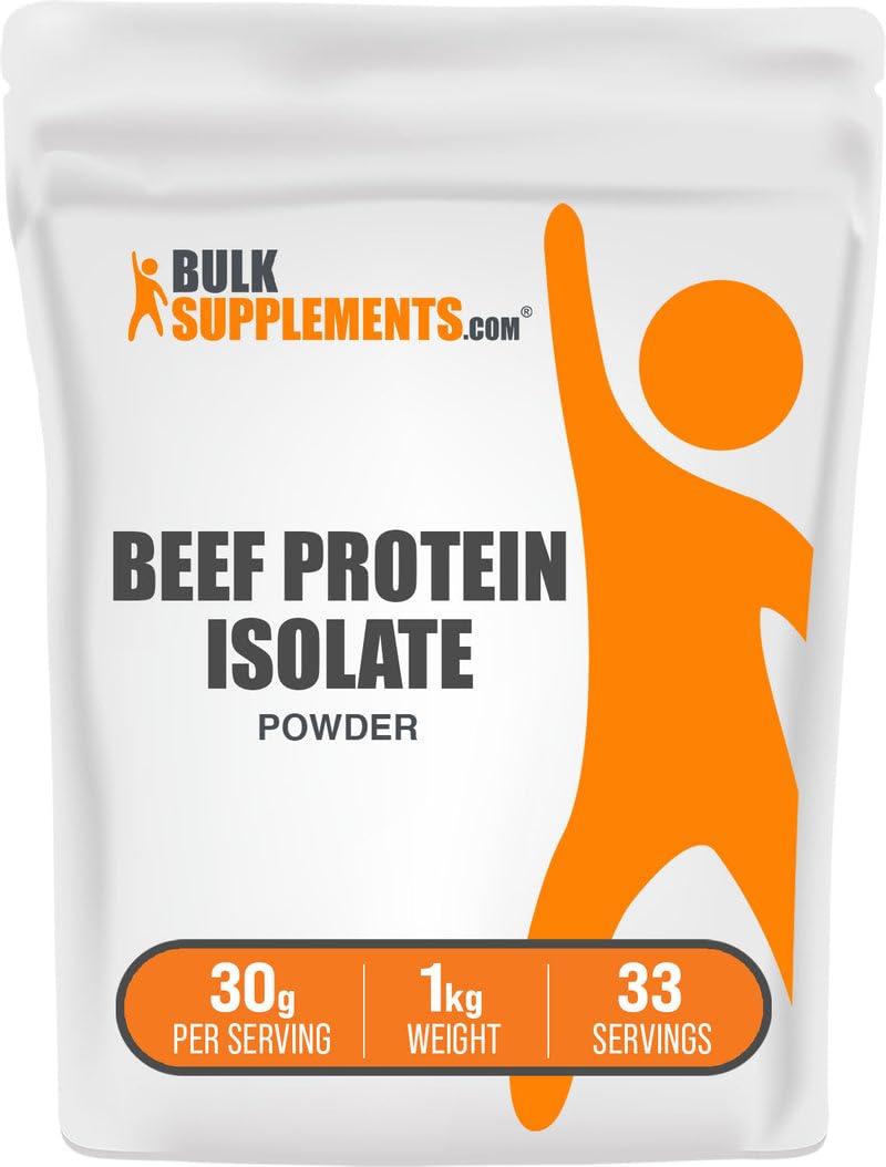 BulkSupplements Proteína de carne aislada sin lactosa en bote para deportistas.