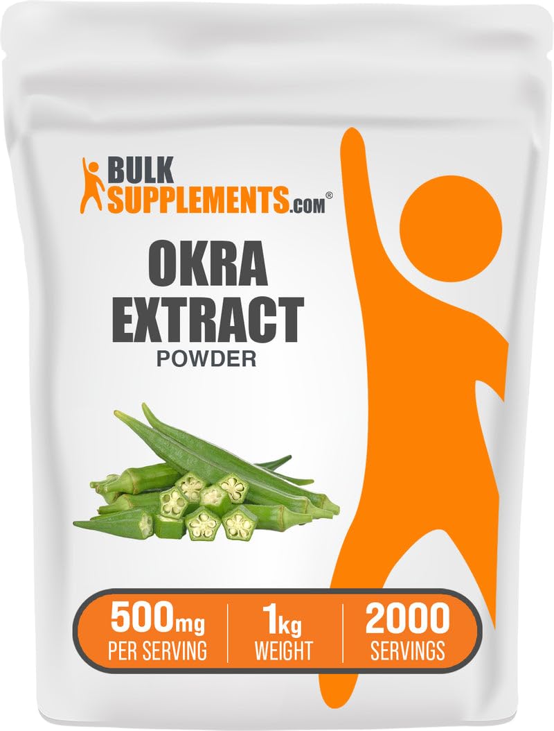 BulkSupplements Polvo de quingombo, envase compacto, fuente natural de fibra para tu día a día.