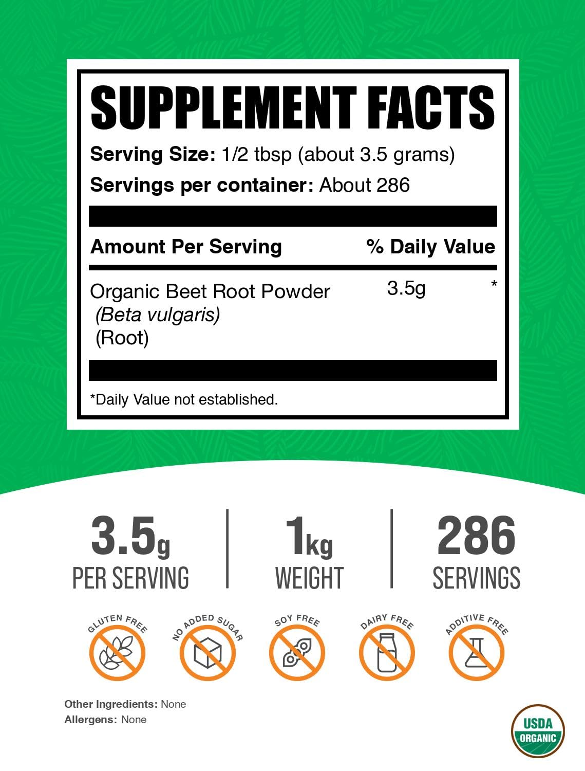 BulkSupplements remolacha orgánica polvo en taza con bebida.