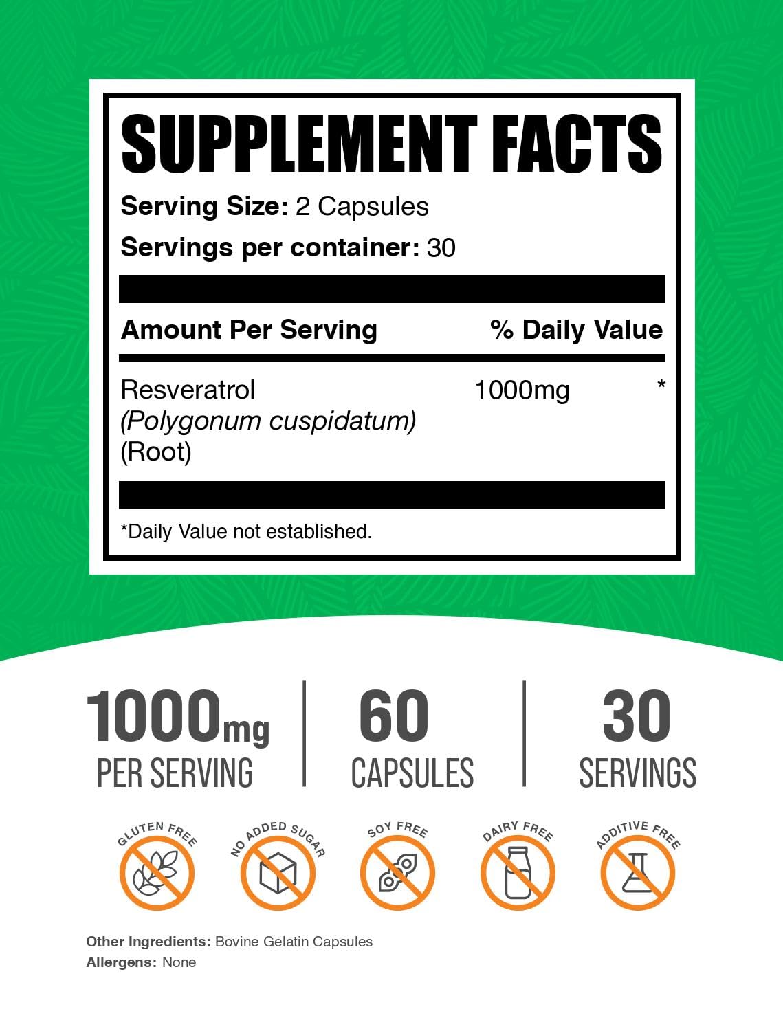 Cápsulas de Resveratrol 1000 mg para uso diario conveniente