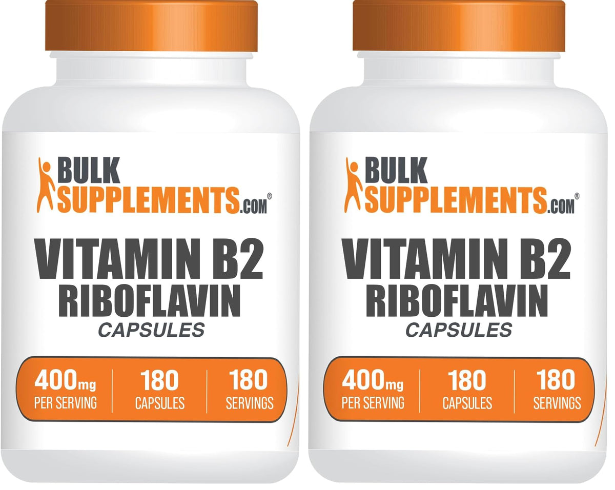 BulkSupplements Riboflavina 400 mg - botella: cápsulas fáciles de tragar para uso diario.