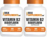 BulkSupplements Riboflavina 400 mg - botella: cápsulas fáciles de tragar para uso diario.