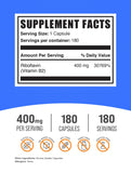 Etiqueta clara de BulkSupplements Riboflavina 400 mg para verificar dosis.