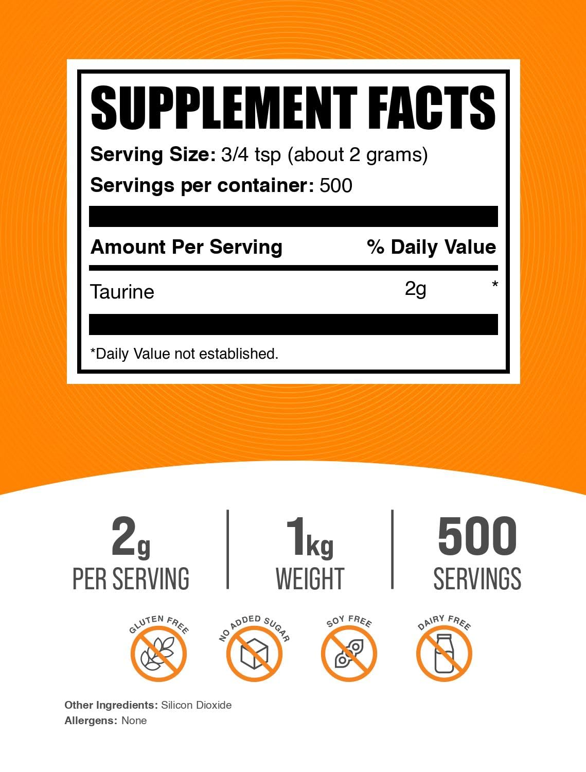 Cuchara medidora de BulkSupplements Taurina para batidos.