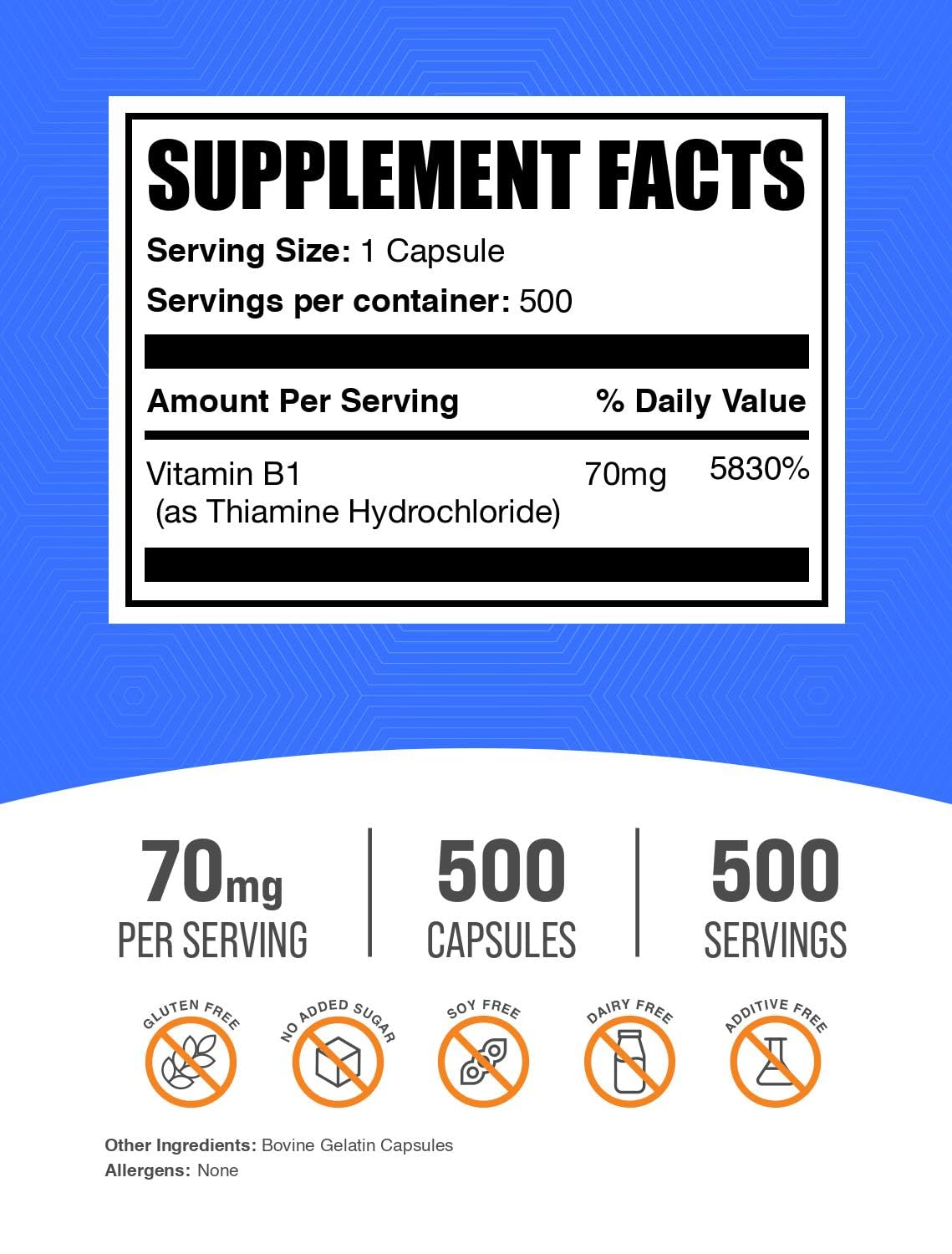 Bulksupplements tiamina HCl cápsulas: energía diaria para mantener la vitalidad durante el día.