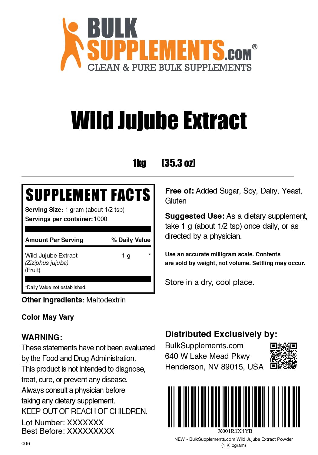 Uso diario del extracto de jujube en bebidas y batidos con bulksupplements.
