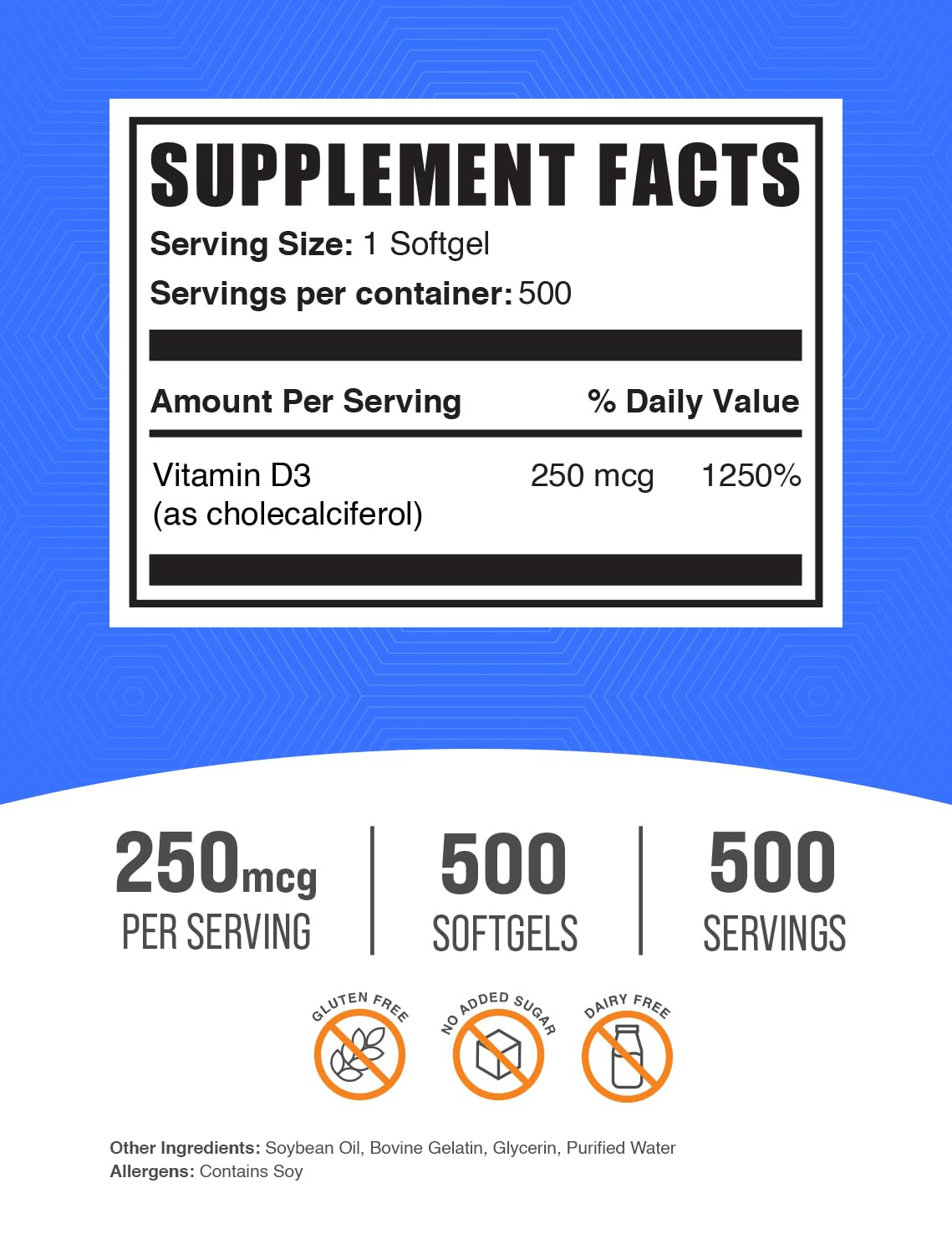 BulkSupplements Vitamina D3 10000 UI: cápsulas blandas listas para tomar