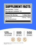 Bulksupplements Vitamina D3 5000IU softgel cápsula: fácil de tragar y usar