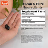 Bulletproof cápsulas carbón activado coco para apoyo digestivo tras comidas abundantes.