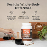 Bulletproof chocolate colágeno mezcla con batidos para una textura sedosa