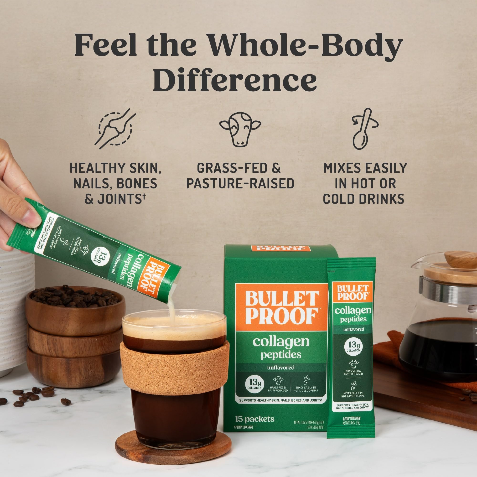 Bulletproof colágeno listo para café o batidos