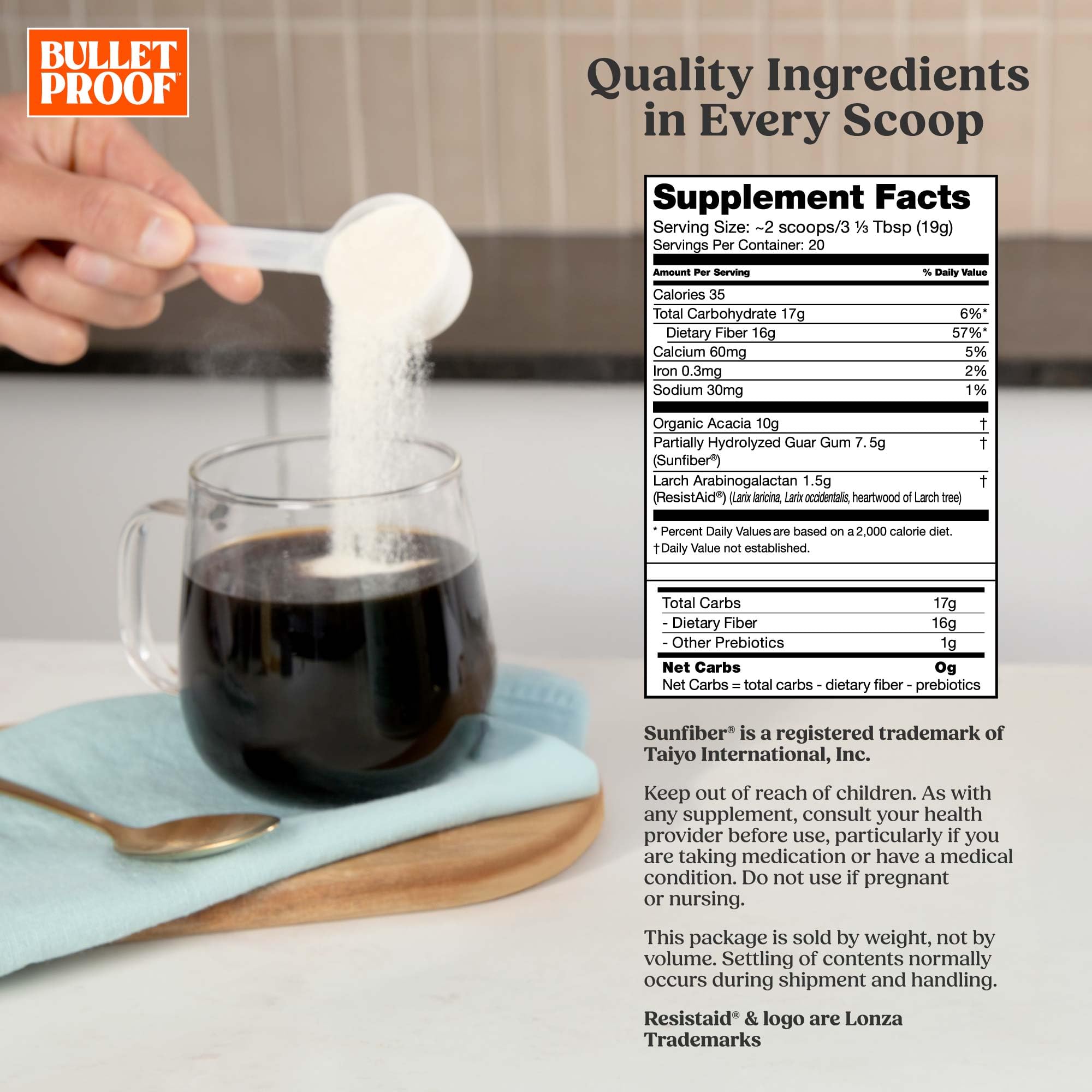 Bulletproof Innerfuel contenedor de 13.4 onzas, práctico para uso diario.