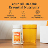 Bulletproof Zinc con Cobre: cápsula detallada para consumo diario con comida.