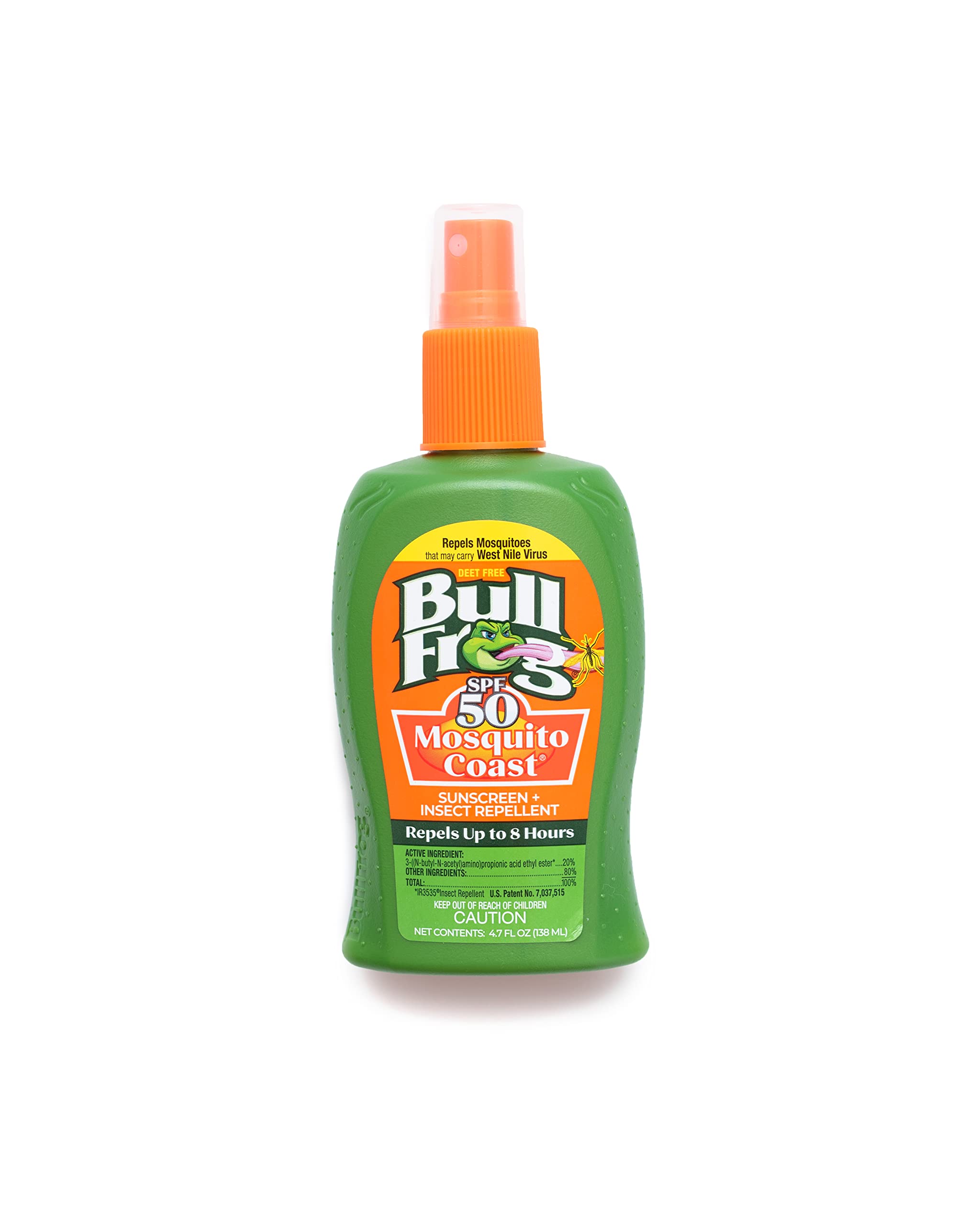Bullfrog proteccion-sol-insectos en botella, ideal para salidas al aire libre.