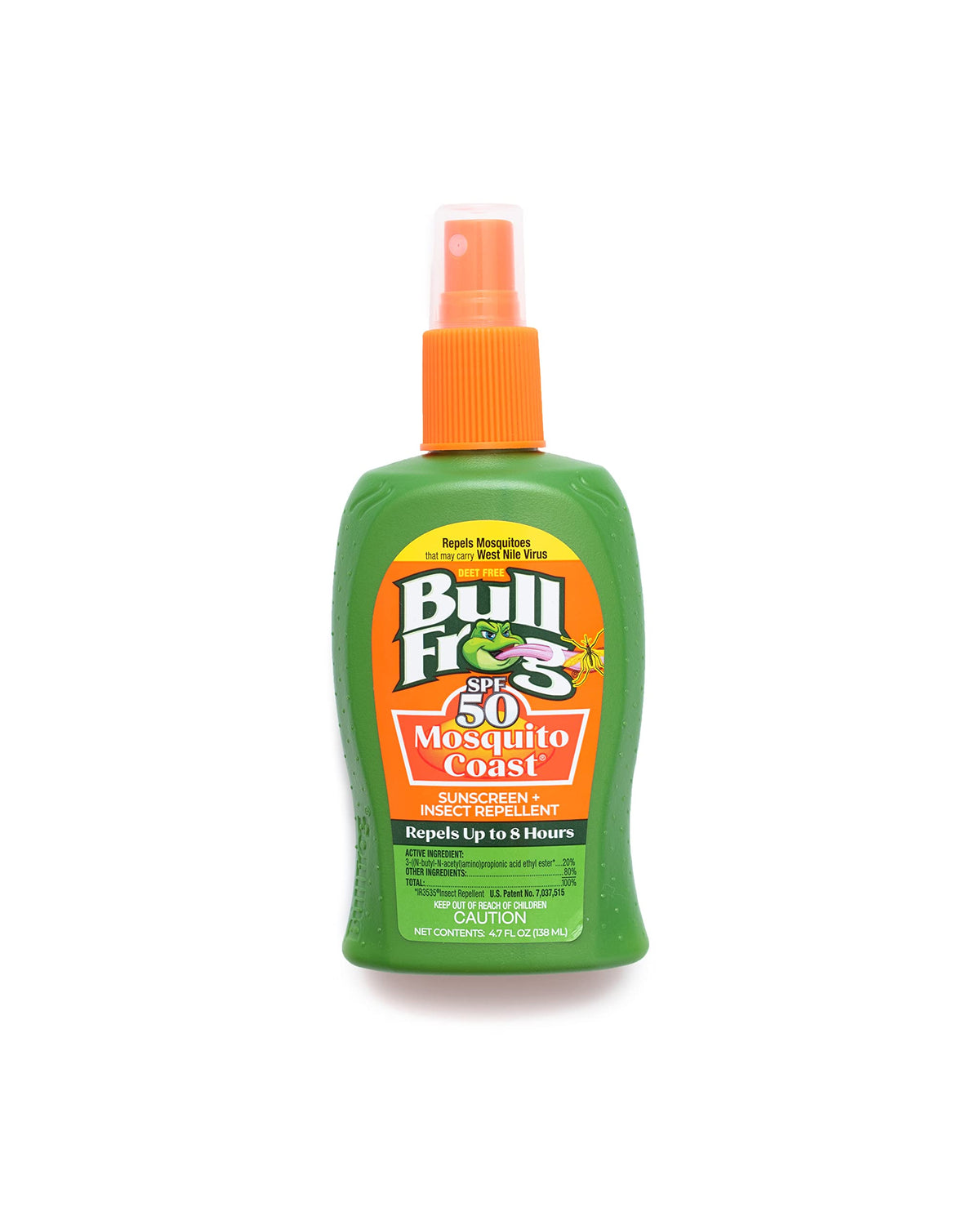 Bullfrog proteccion-sol-insectos en botella, ideal para salidas al aire libre.