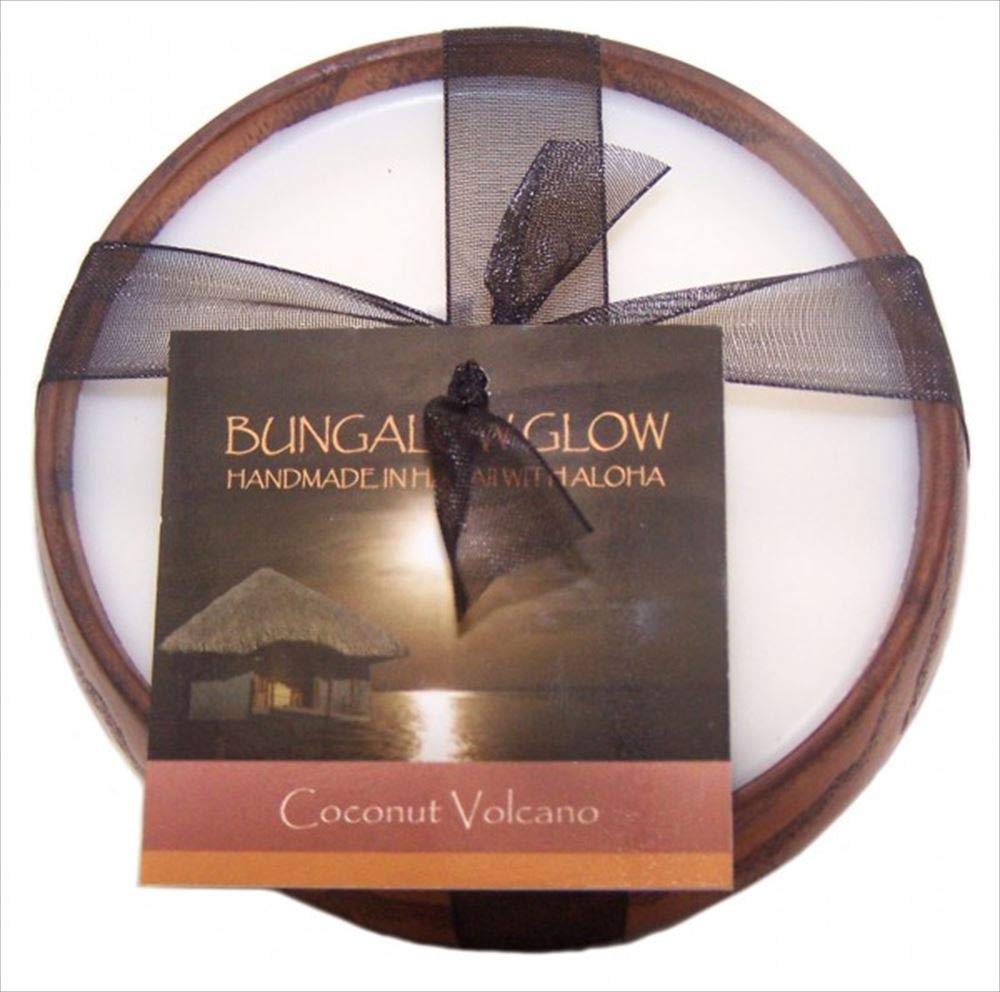 Vela Bungalow Glow Coconut Volcano con mecha de madera, aroma cálido para el hogar