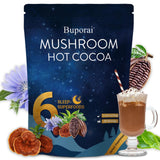 Buporai empaque hongos-reishi cacao para compra consciente.