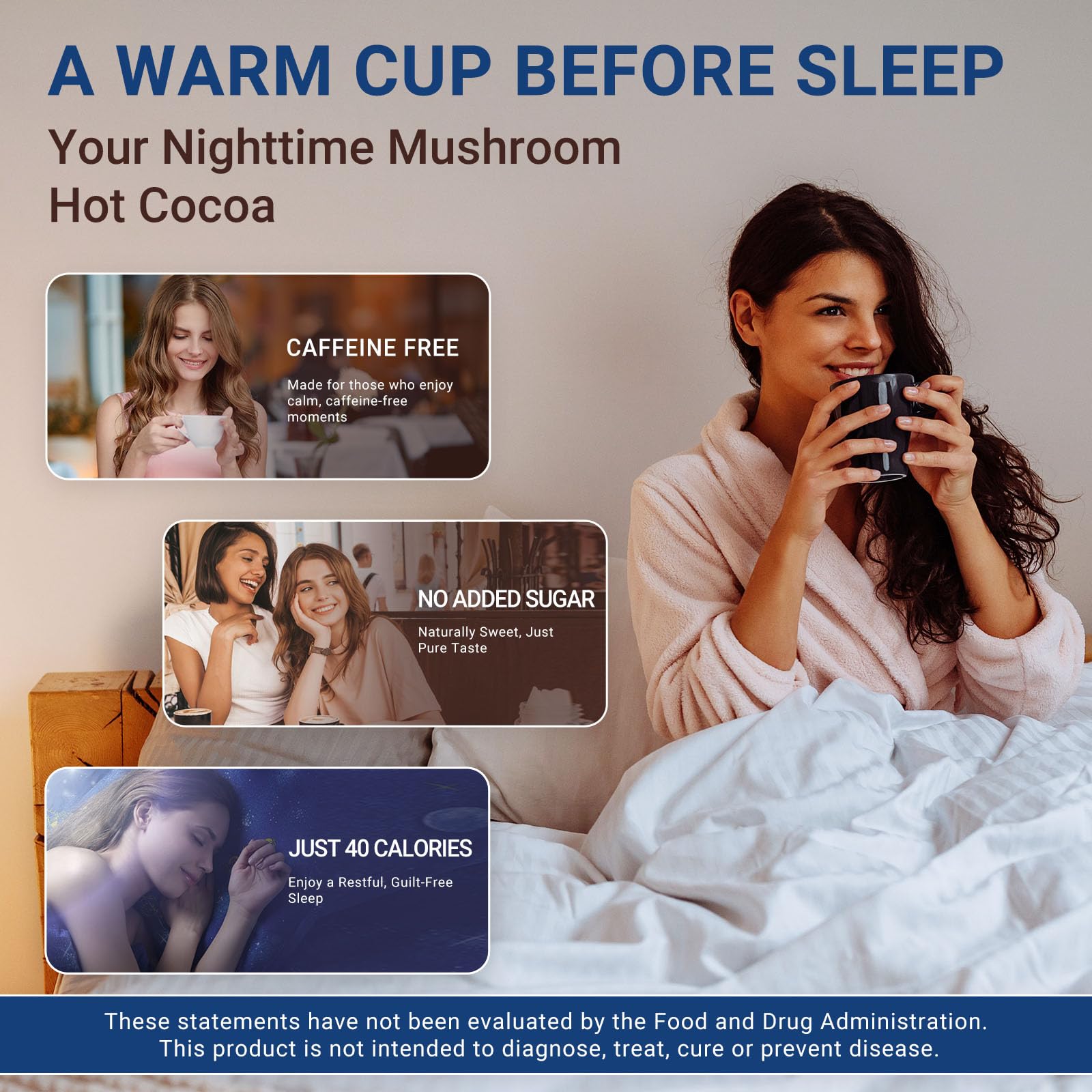 Buporai ingredientes reishi-melatonina sin cafeína para relajación nocturna.