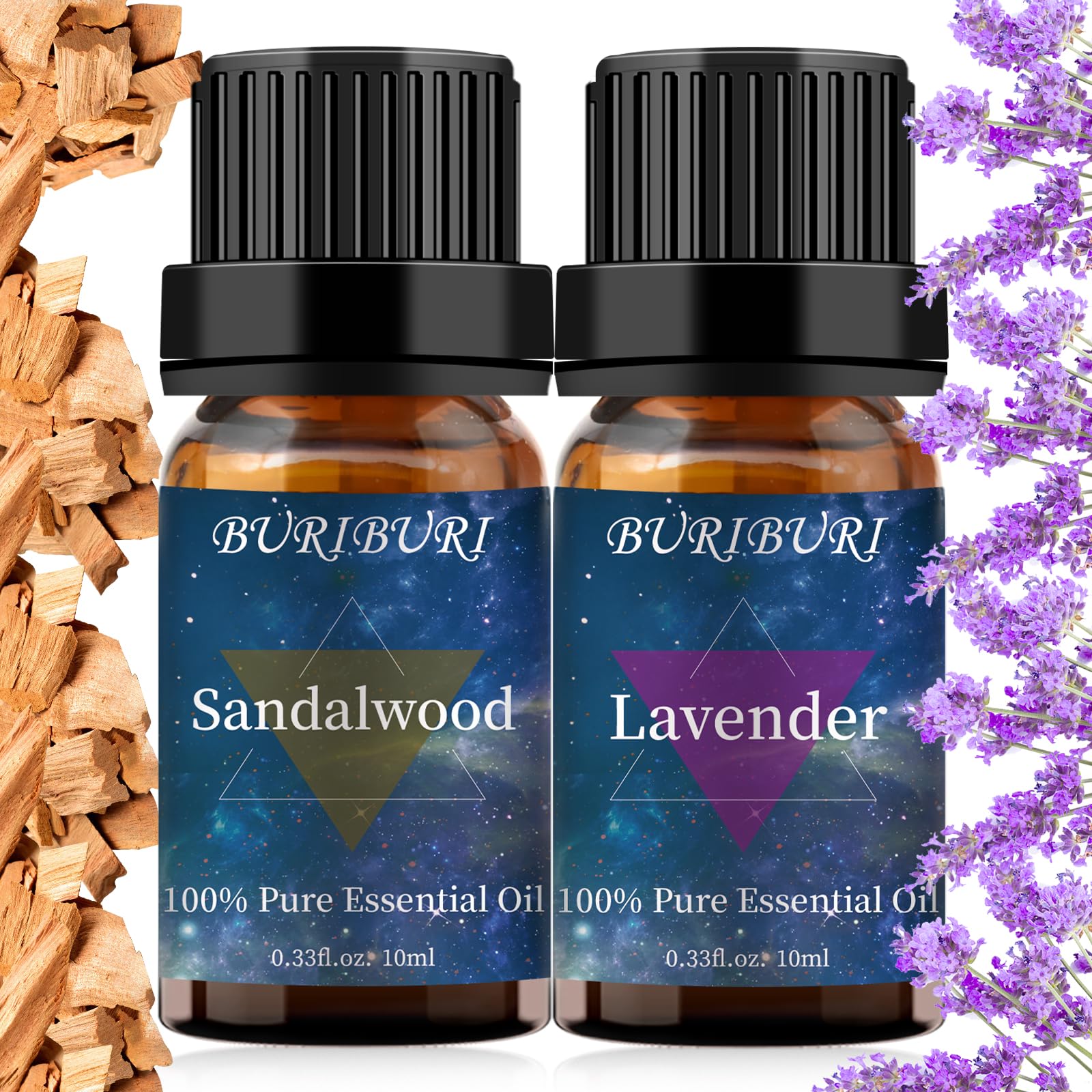 BURIBURI Aceite esencial de Lavanda, botella de 10 ml para ambientar y relajar.
