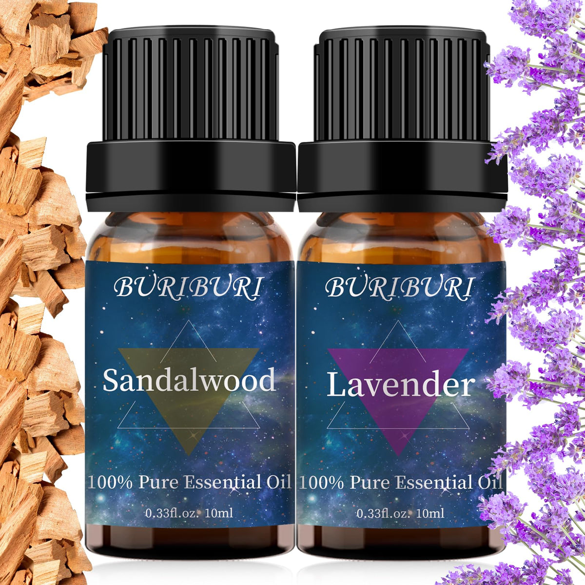 BURIBURI Aceite esencial de Lavanda, botella de 10 ml para ambientar y relajar.