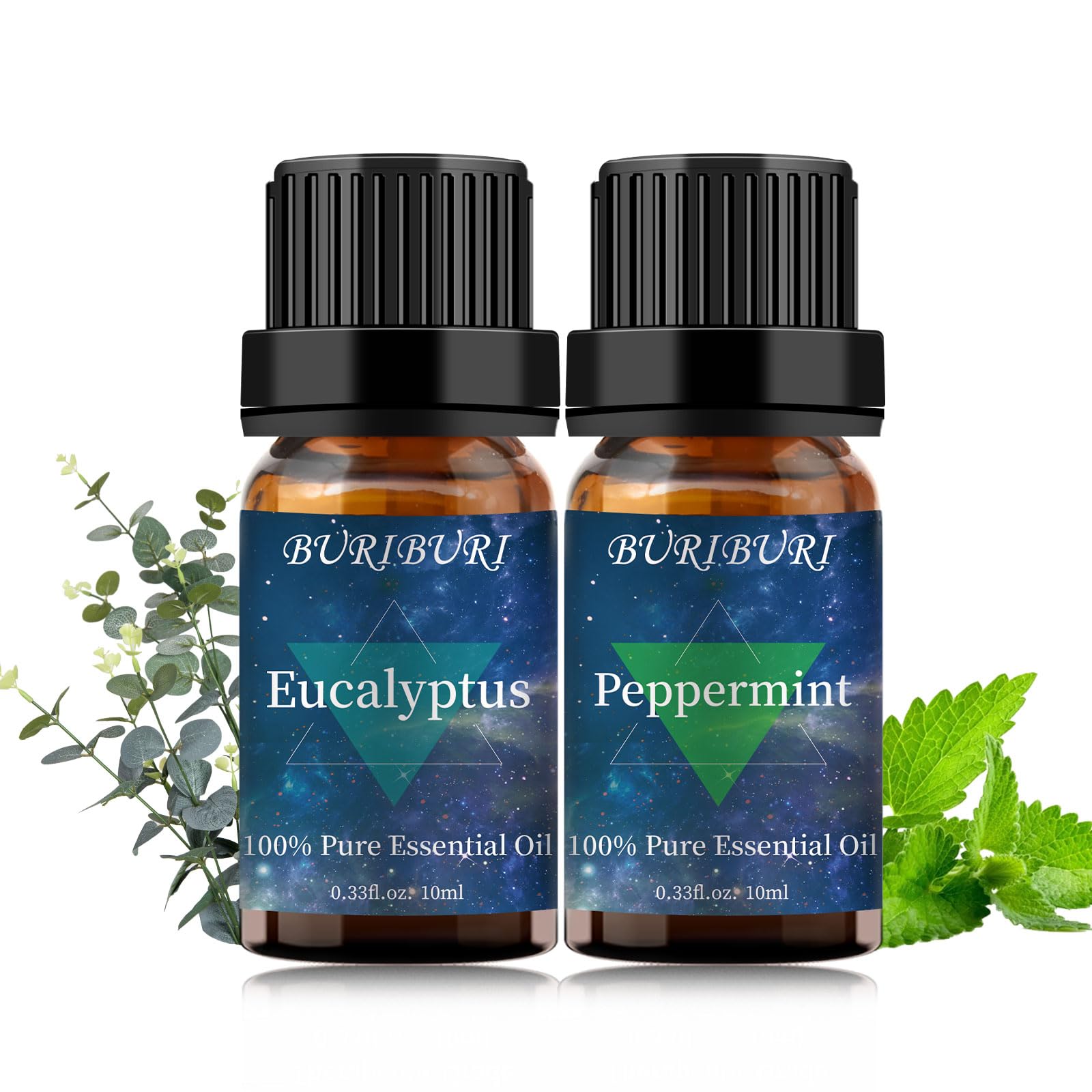 BURIBURI Aceite de eucalipto 10 ml en botella, aroma fresco para difusor.