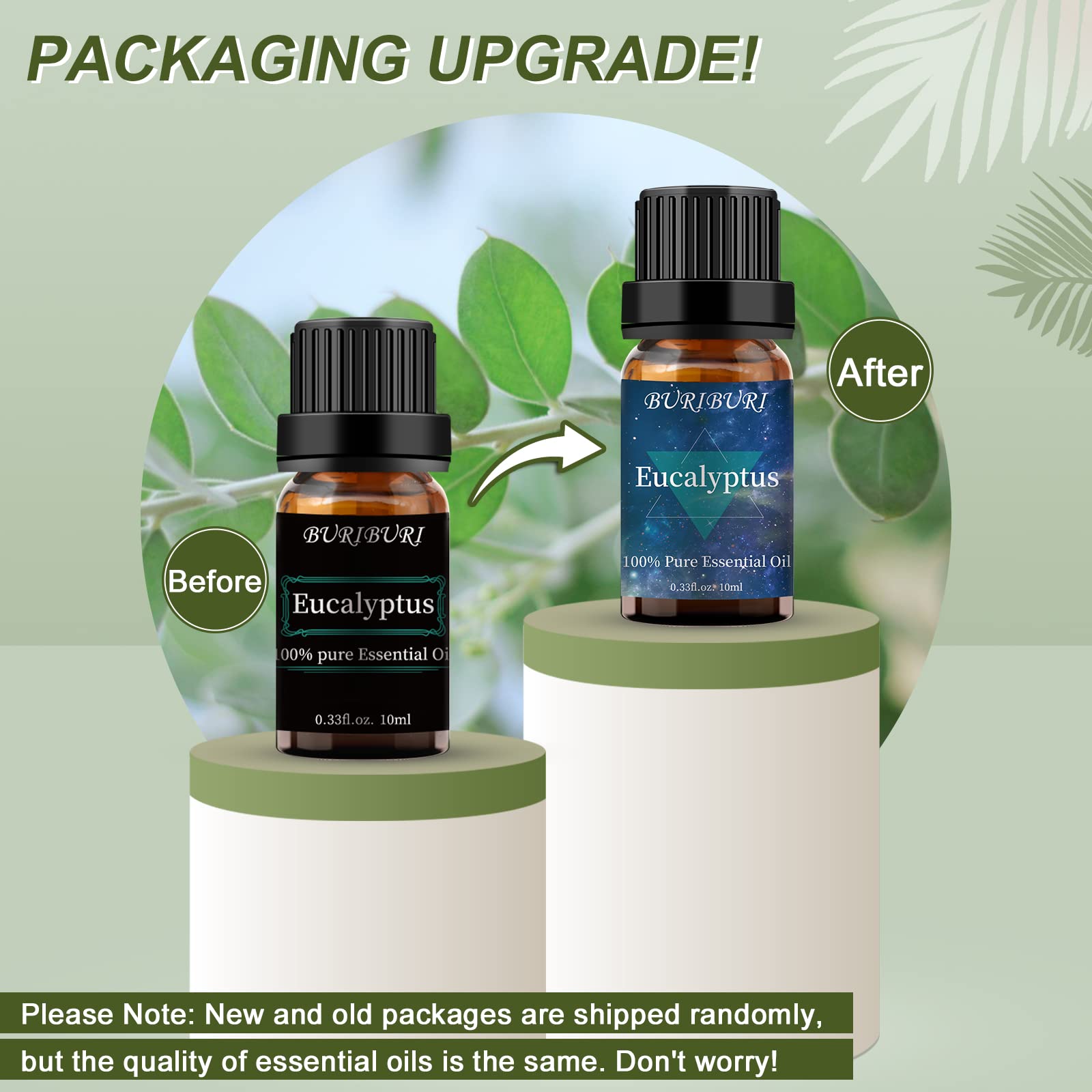 BURIBURI Aceite de menta 10 ml en botella, aroma intenso y refrescante.