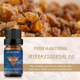 BURIBURI aceite de mirra en frasco ambar para difusion calmante.